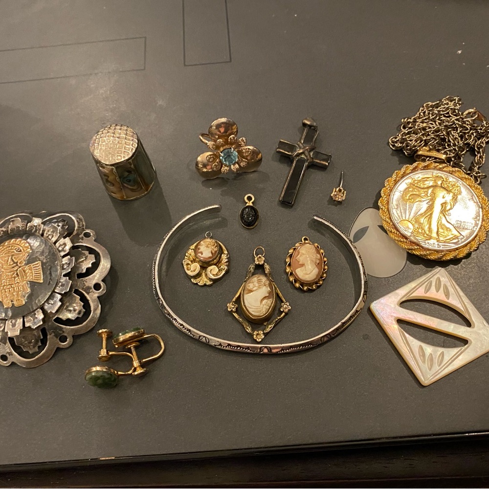 Vintage 18k solid Gold, gold filled and Silver sterling silver Collection